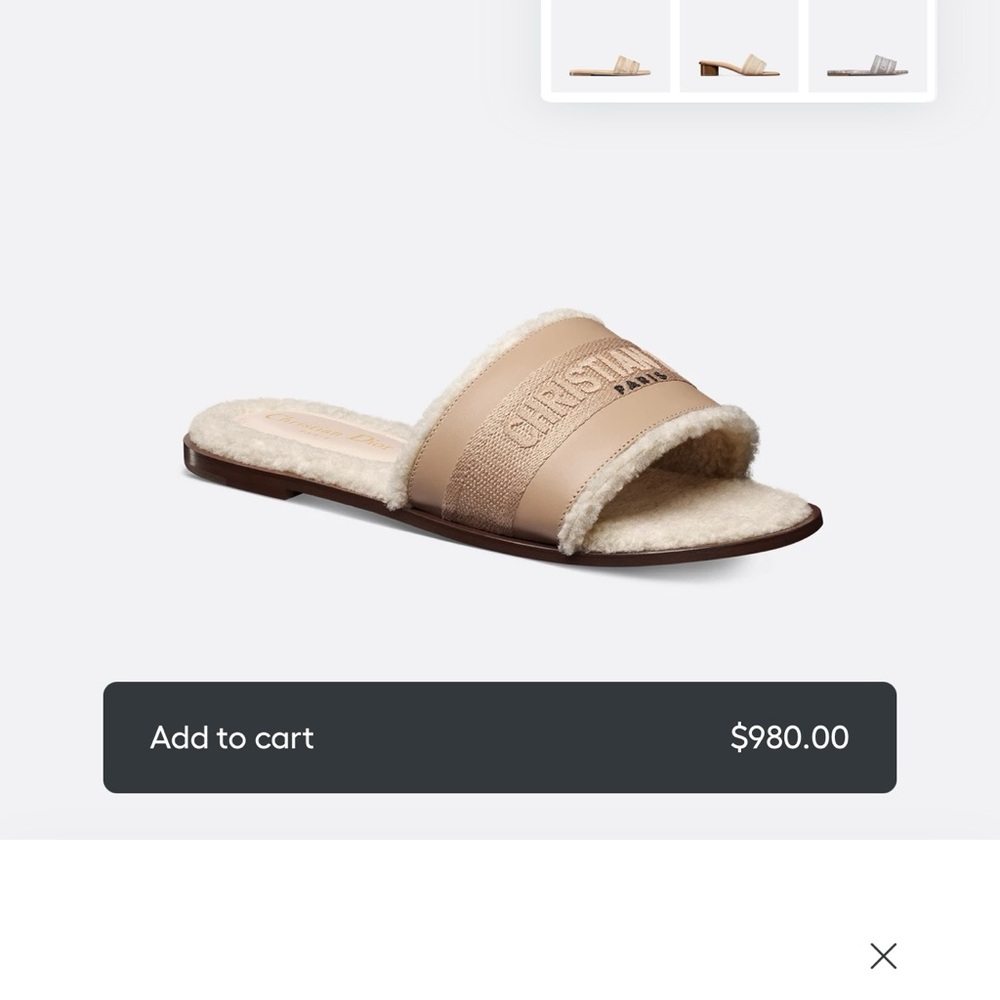 Dior Beige Shearling Slide Loafers
